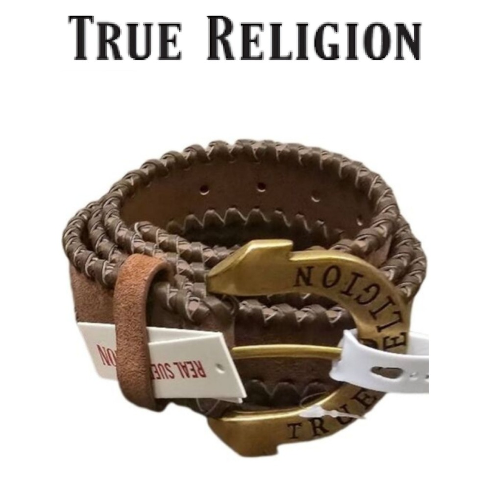 True Religion Horseshoe Logo Suede Belt